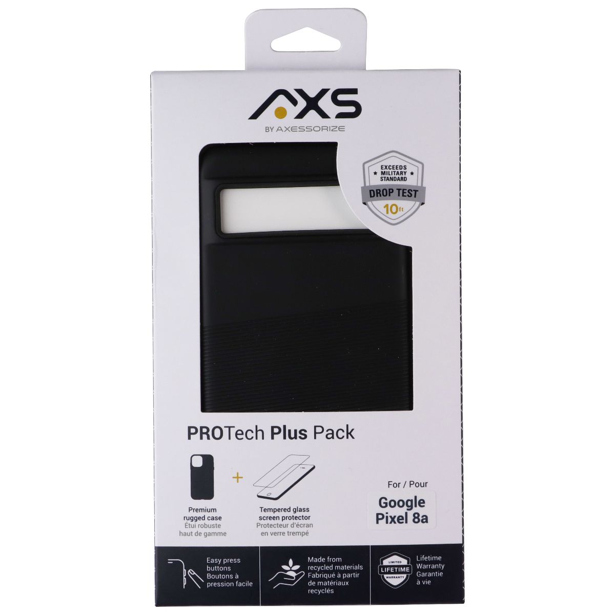 Axessorize AXS ProTech Plus Pack Case/Screen for Google Pixel 8a - Black