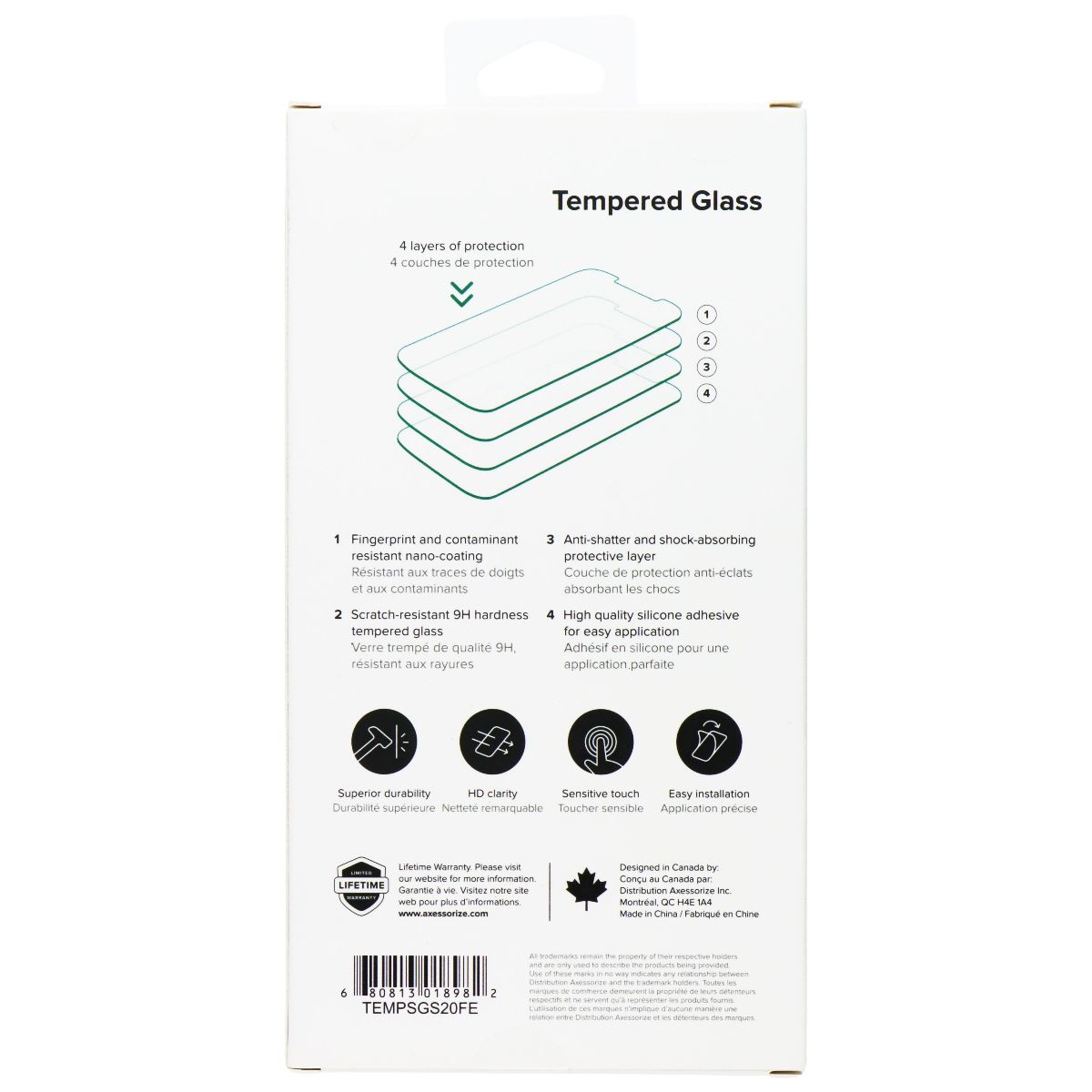 Axessorize Tempered Glass Screen Protector for Samsung Galaxy S20 FE - Clear Cell Phone - Screen Protectors Axessorize - Simple Cell Bulk Wholesale Pricing - USA Seller
