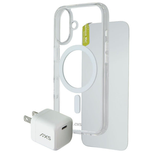 AXS Starter Kit (Clear MagSafe Case + Glass + 30W USB-C Charger) for iPhone 16 Cell Phone - Accessory Bundles Axessorize - Simple Cell Bulk Wholesale Pricing - USA Seller