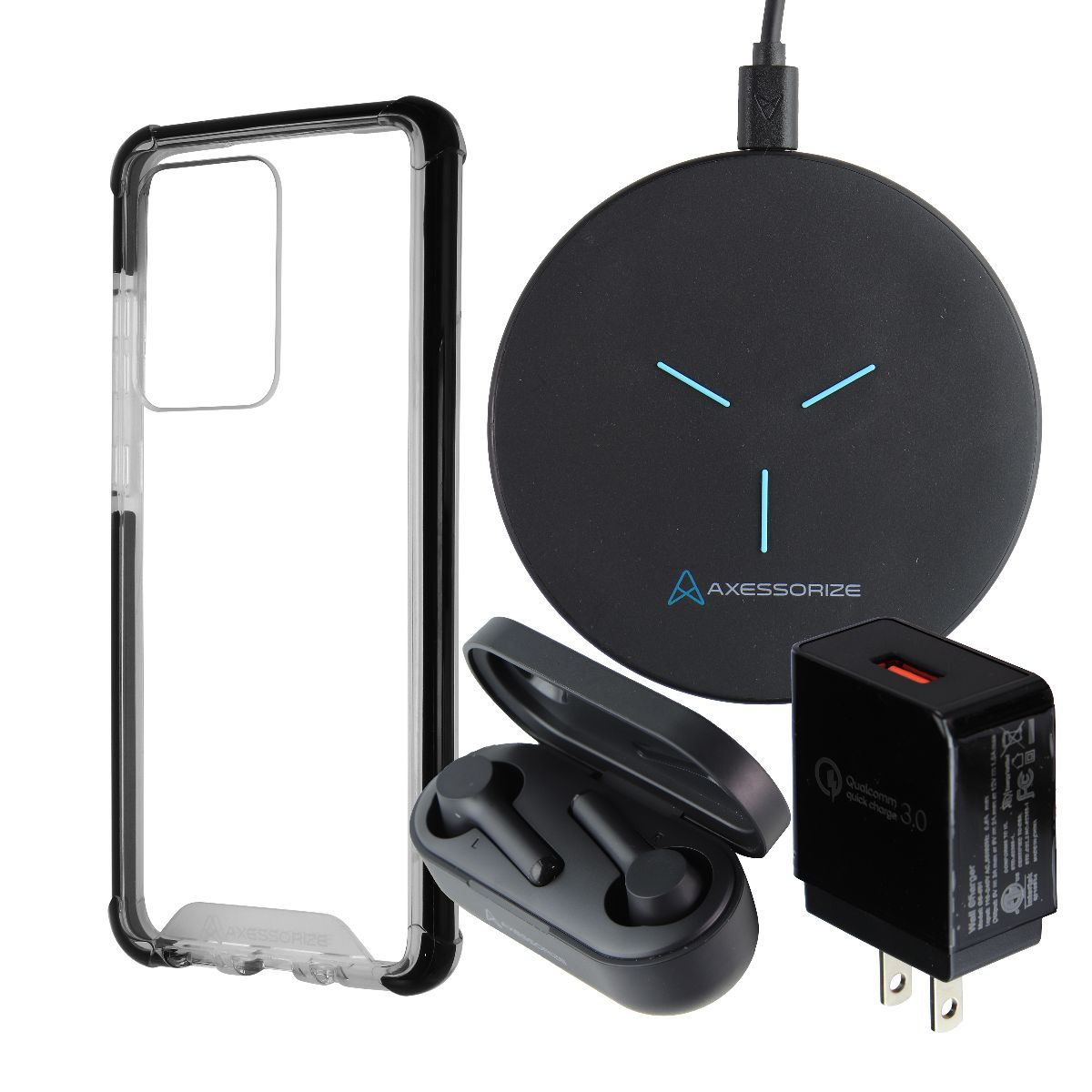 Axessorize Essential bundle for (S20 Ultra) with Case/Earbuds/Wireless Charger Cell Phone - Cases, Covers & Skins Axessorize    - Simple Cell Bulk Wholesale Pricing - USA Seller