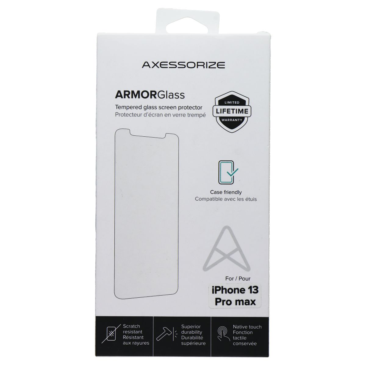 Axessorize Armorglass Tempered Screen Protector for iPhone 13 Pro Max Cell Phone - Screen Protectors Axessorize - Simple Cell Bulk Wholesale Pricing - USA Seller