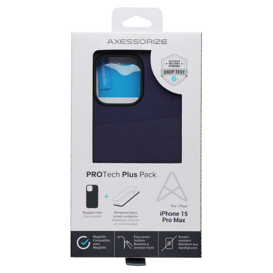 AXS Pro Tech Plus Pack (Glass & Case) for Apple iPhone 15 Pro Max - Astral Blue Cell Phone - Cases, Covers & Skins AXS    - Simple Cell Bulk Wholesale Pricing - USA Seller