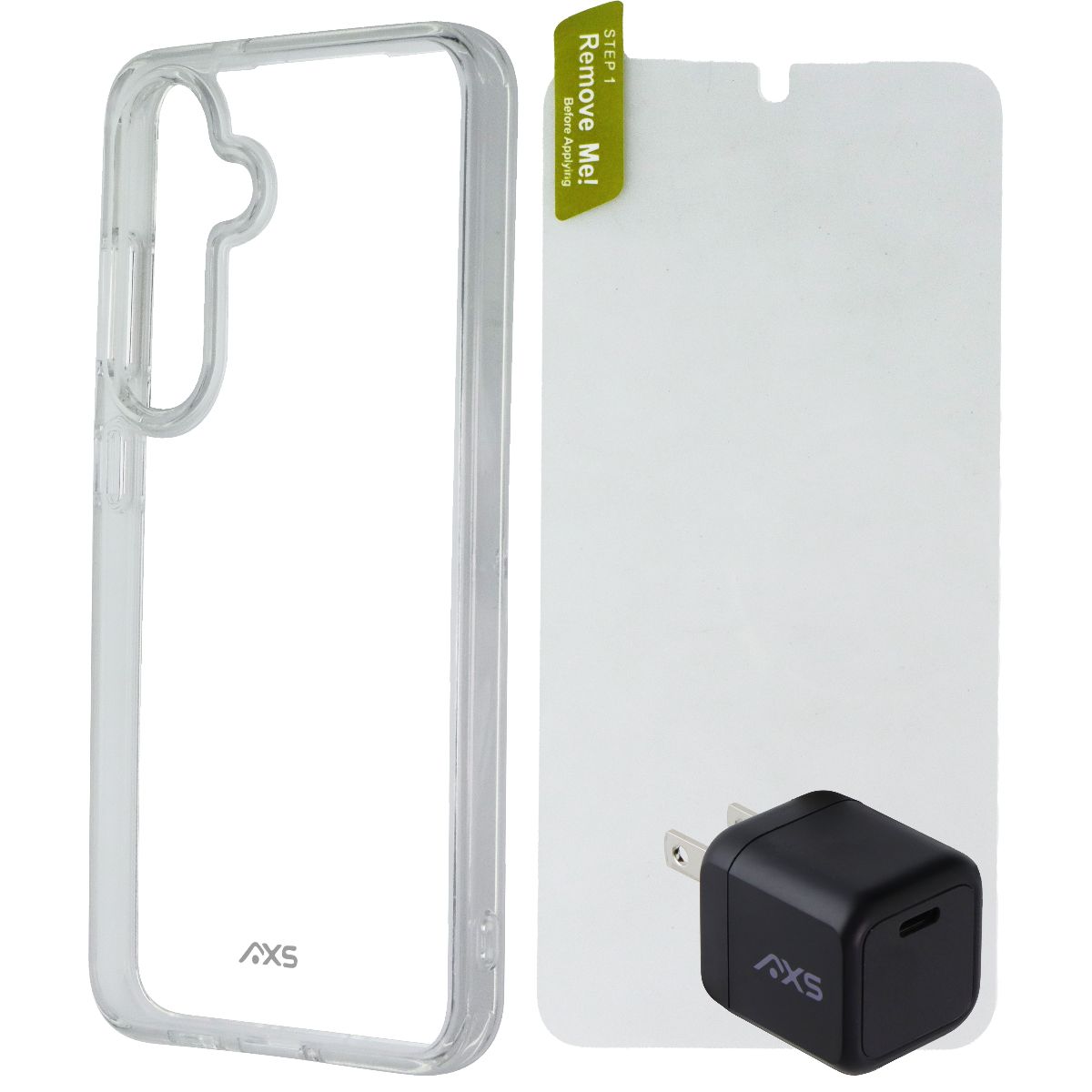 AXS Starter Kit (Case + Glass + Charger) for Samsung Galaxy S24 - Clear Cell Phone - Cases, Covers & Skins AXS - Simple Cell Bulk Wholesale Pricing - USA Seller