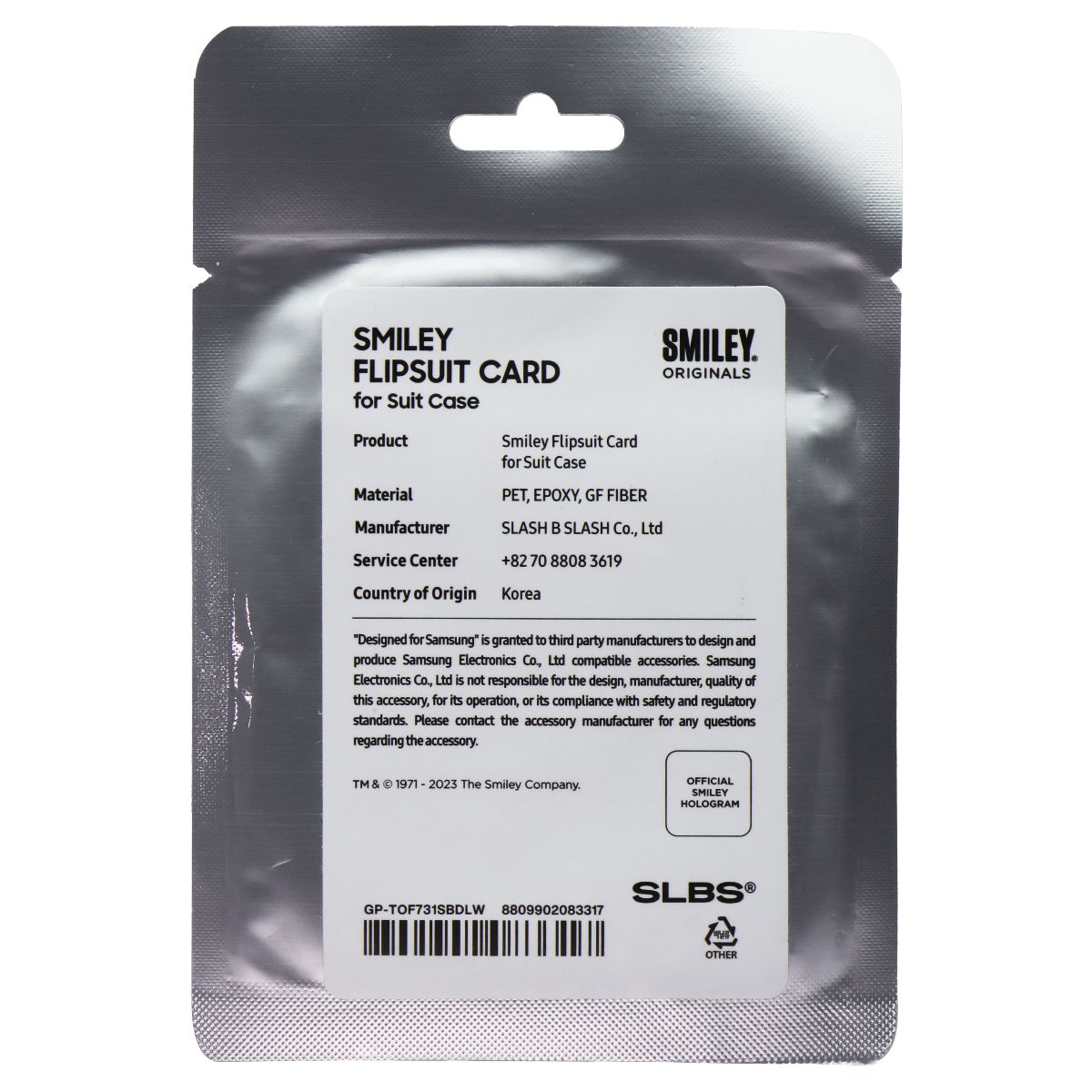Smiley Flipsuit Card for Samsung Galaxy Z Flip5 Flipsuit Case - Blue Cell Phone - Cases, Covers & Skins Samsung    - Simple Cell Bulk Wholesale Pricing - USA Seller