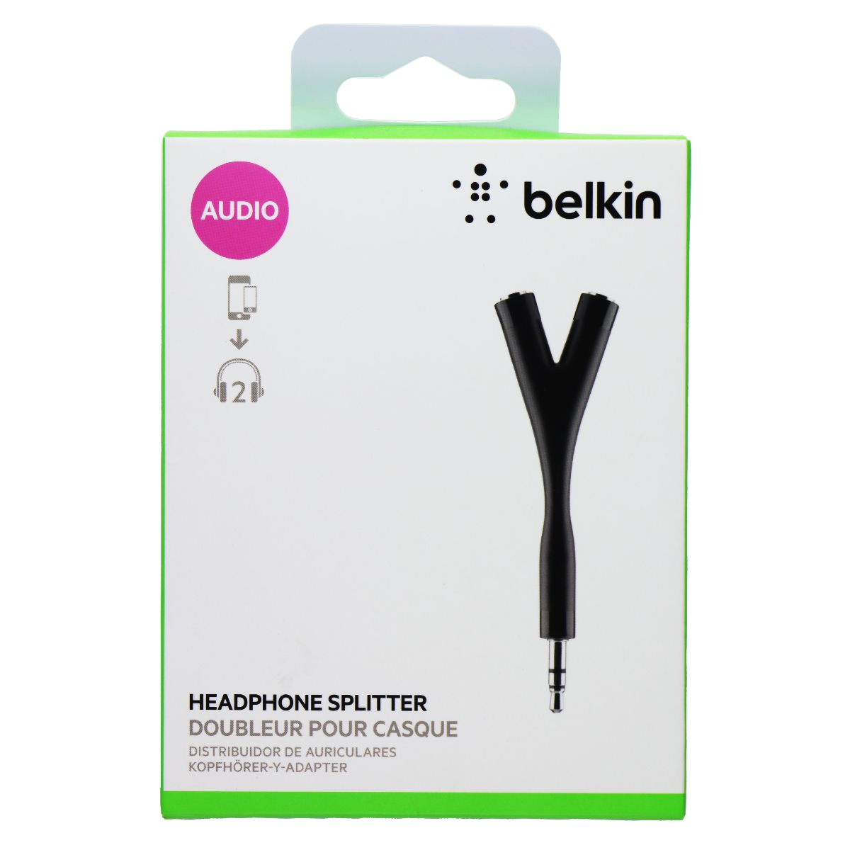 Belkin Headphone Splitter with Y-Shape Design and Double Auxiliary Jacks - Black Portable Audio - Cables & Adapters Belkin - Simple Cell Bulk Wholesale Pricing - USA Seller