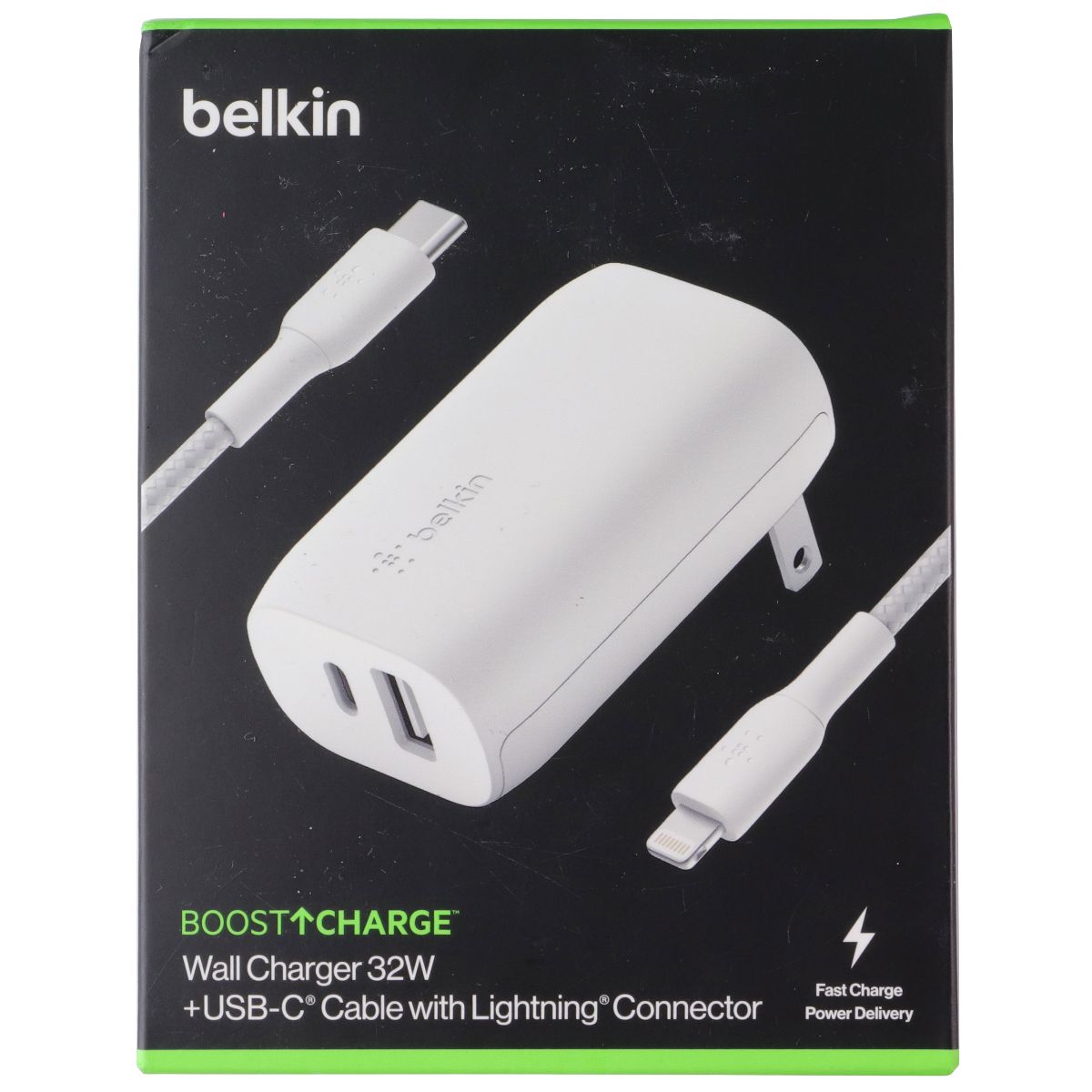 Belkin 32W BoostCharge Dual Port Wall Charger + USB-C to 8-Pin Cable - White Cell Phone - Chargers & Cradles Belkin - Simple Cell Bulk Wholesale Pricing - USA Seller