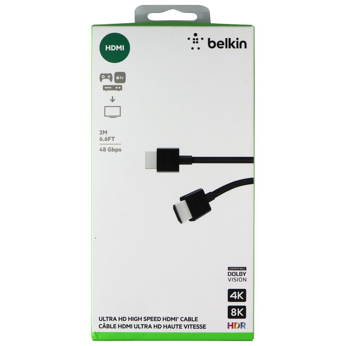 Belkin 2M/6.6FT 48Gbps HDMI to HDMI Cable - Black TV, Video & Audio Accessories - Video Cables & Interconnects Belkin - Simple Cell Bulk Wholesale Pricing - USA Seller