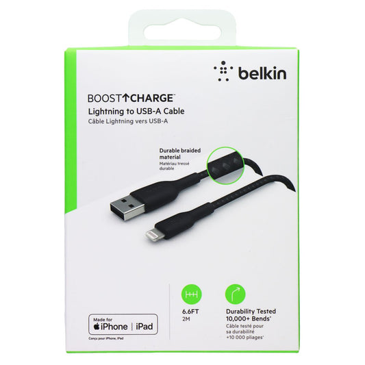 Belkin BoostCharge Lightning 8-Pin to USB-A 6.6FT Braided Cable - Black