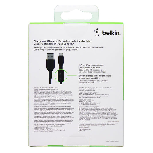 Belkin BoostCharge Lightning 8-Pin to USB-A 6.6FT Braided Cable - Black