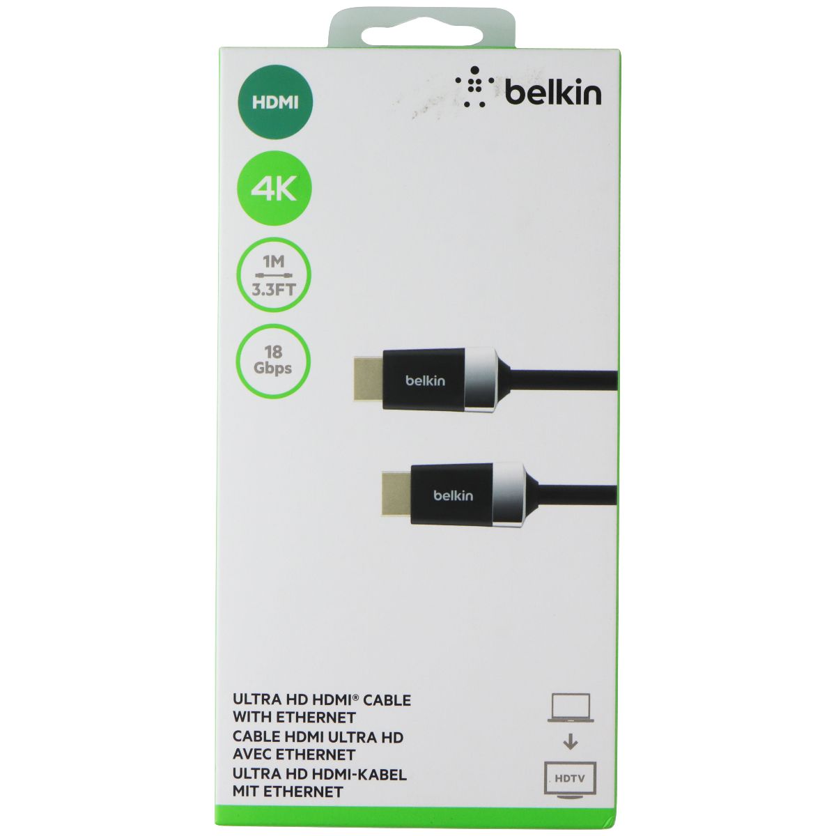 Belkin 1M Ultra HD HDMI Cable with Ethernet - Black TV, Video & Audio Accessories - Video Cables & Interconnects Belkin    - Simple Cell Bulk Wholesale Pricing - USA Seller