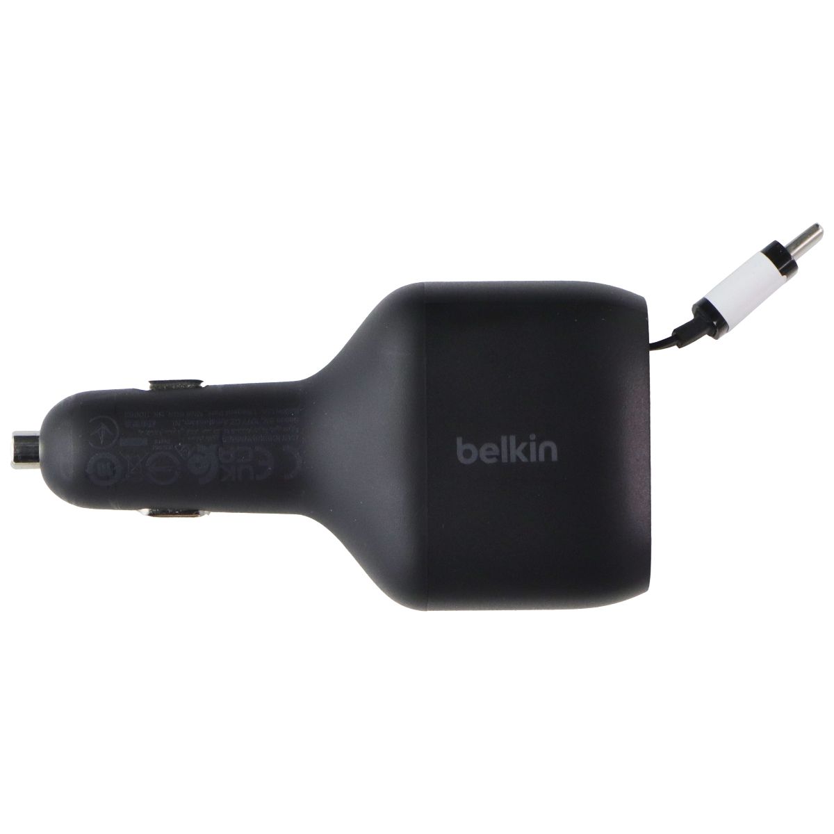 Belkin (75W) BoostCharge Dual Port Car Charger w/Retractable USB-C Cable - Black Cell Phone - Chargers & Cradles Belkin - Simple Cell Bulk Wholesale Pricing - USA Seller