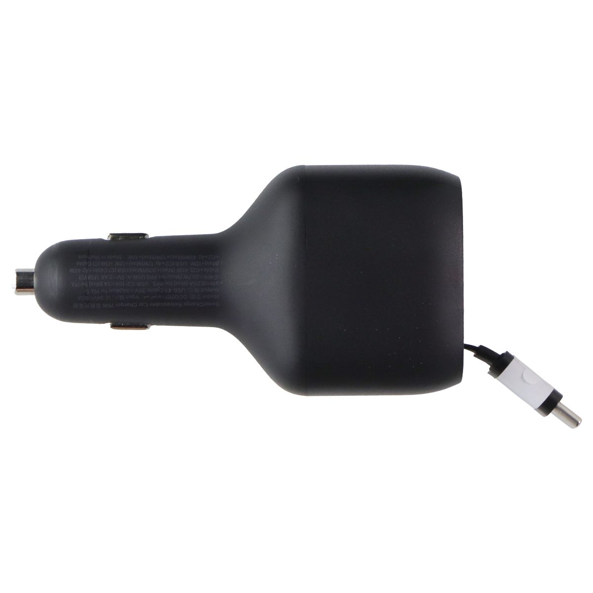Belkin (75W) BoostCharge Dual Port Car Charger w/Retractable USB-C Cable - Black Cell Phone - Chargers & Cradles Belkin - Simple Cell Bulk Wholesale Pricing - USA Seller