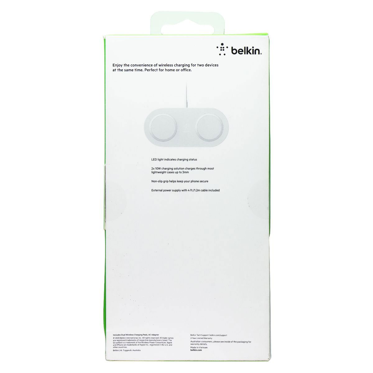 Belkin BoostCharge 10W Dual Wireless Charging Pad - White (Australian Version) Cell Phone - Chargers & Cradles Belkin - Simple Cell Bulk Wholesale Pricing - USA Seller