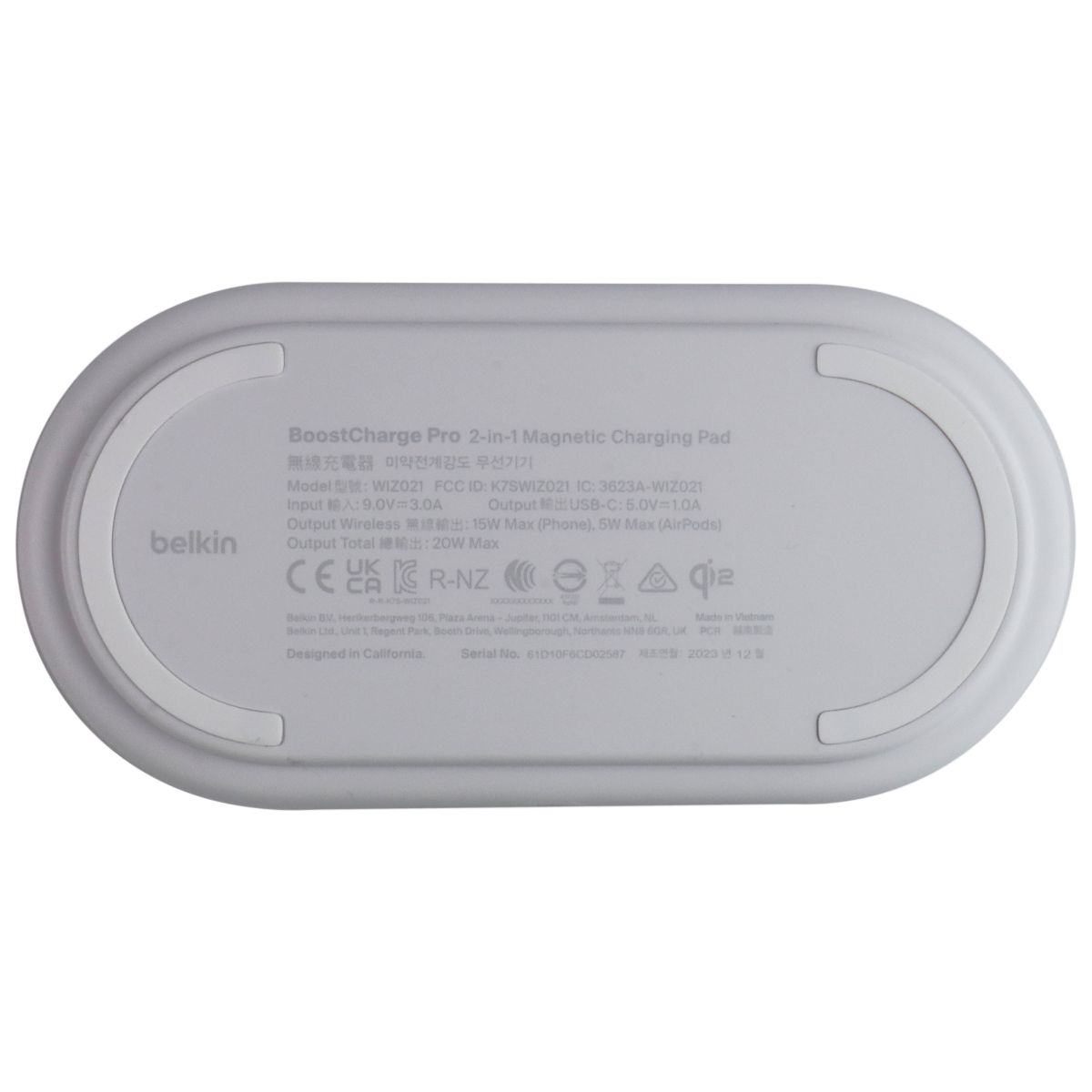 Belkin BoostCharge Pro 2-in-1 Magnetic Charging Pad - White (WIZ021ttWH) Cell Phone - Chargers & Cradles Belkin - Simple Cell Bulk Wholesale Pricing - USA Seller