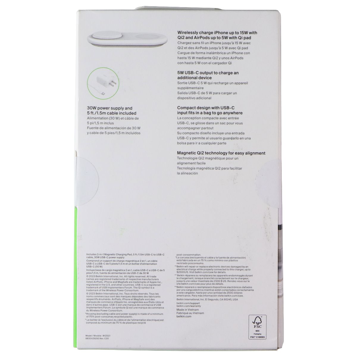 Belkin BoostCharge Pro 2-in-1 Magnetic Charging Pad - White (WIZ021ttWH) Cell Phone - Chargers & Cradles Belkin - Simple Cell Bulk Wholesale Pricing - USA Seller