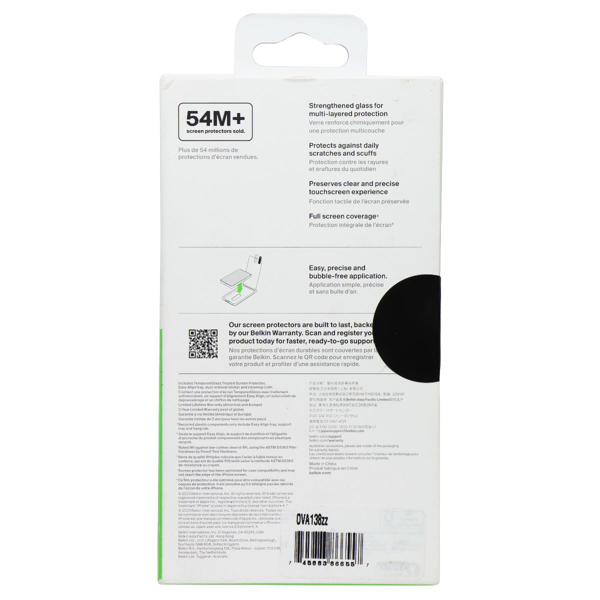 Belkin ScreenForce Tempered Glass Screen Protector for Apple iPhone 15 Pro Max Cell Phone - Screen Protectors Belkin - Simple Cell Bulk Wholesale Pricing - USA Seller