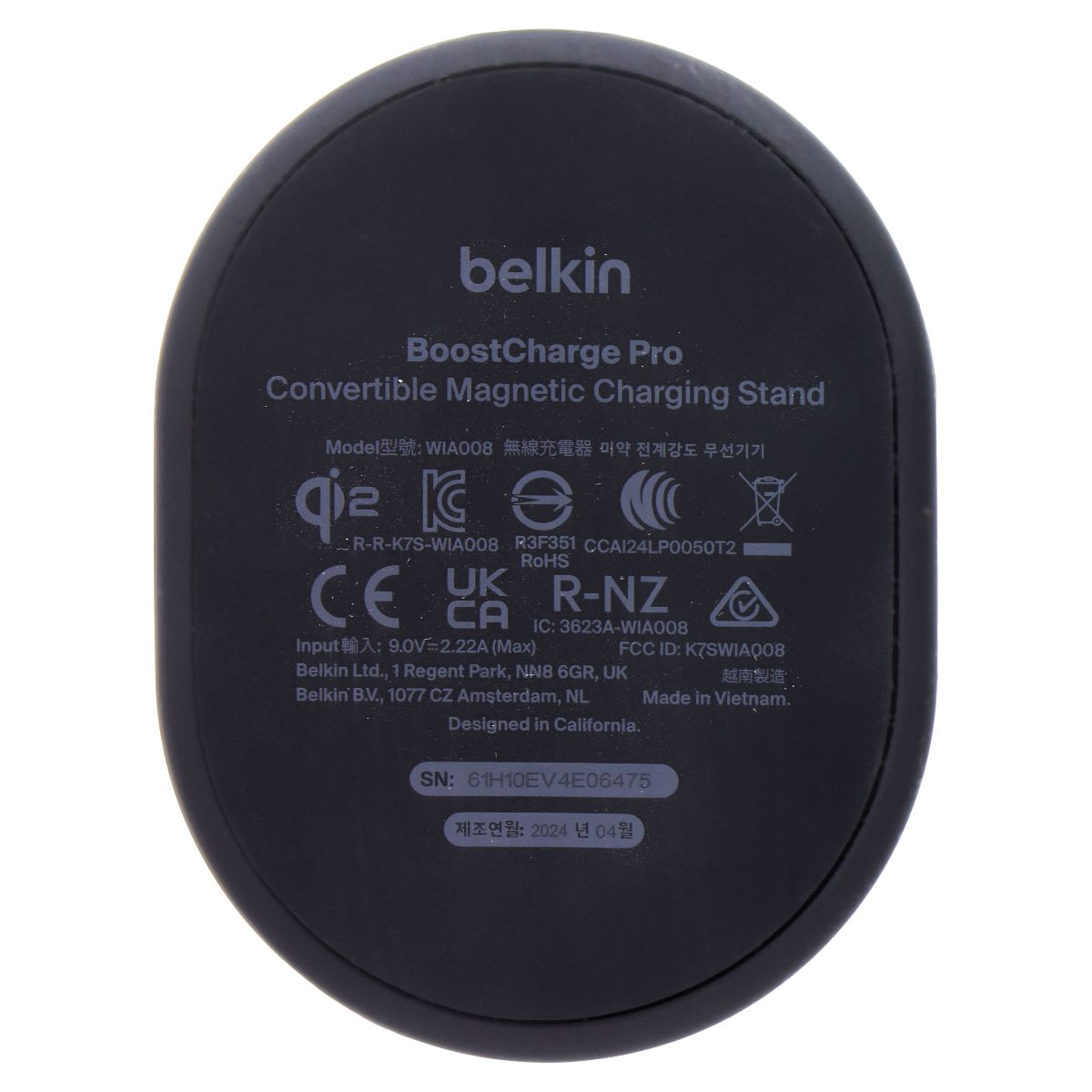 Belkin 15W BoostCharge Pro Convertible Magnetic Charging Stand - Black Cell Phone - Chargers & Cradles Belkin - Simple Cell Bulk Wholesale Pricing - USA Seller