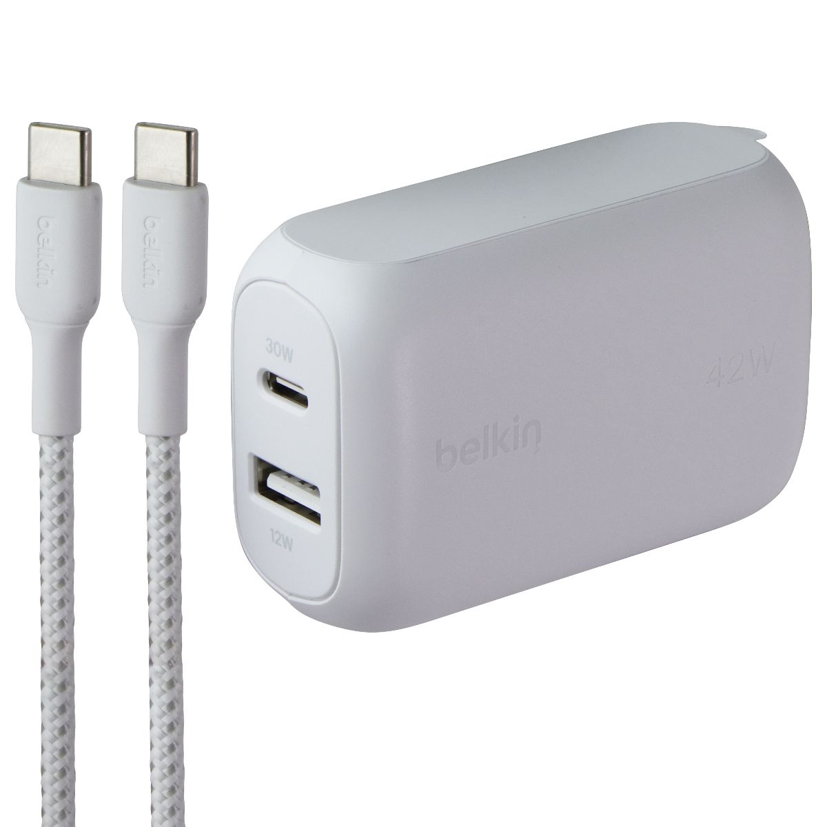 Belkin BoostCharge Dual Port USB-C + USB-A Wall Charger with USB-C Cable - White Cell Phone - Chargers & Cradles Belkin - Simple Cell Bulk Wholesale Pricing - USA Seller