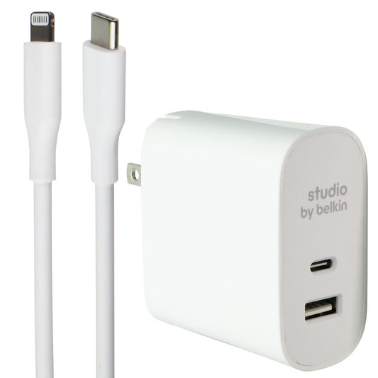Belkin Studio 2-Port Home Charger + USB-C Cable for iPhone/iPad/iPod - White Cell Phone - Chargers & Cradles Belkin    - Simple Cell Bulk Wholesale Pricing - USA Seller