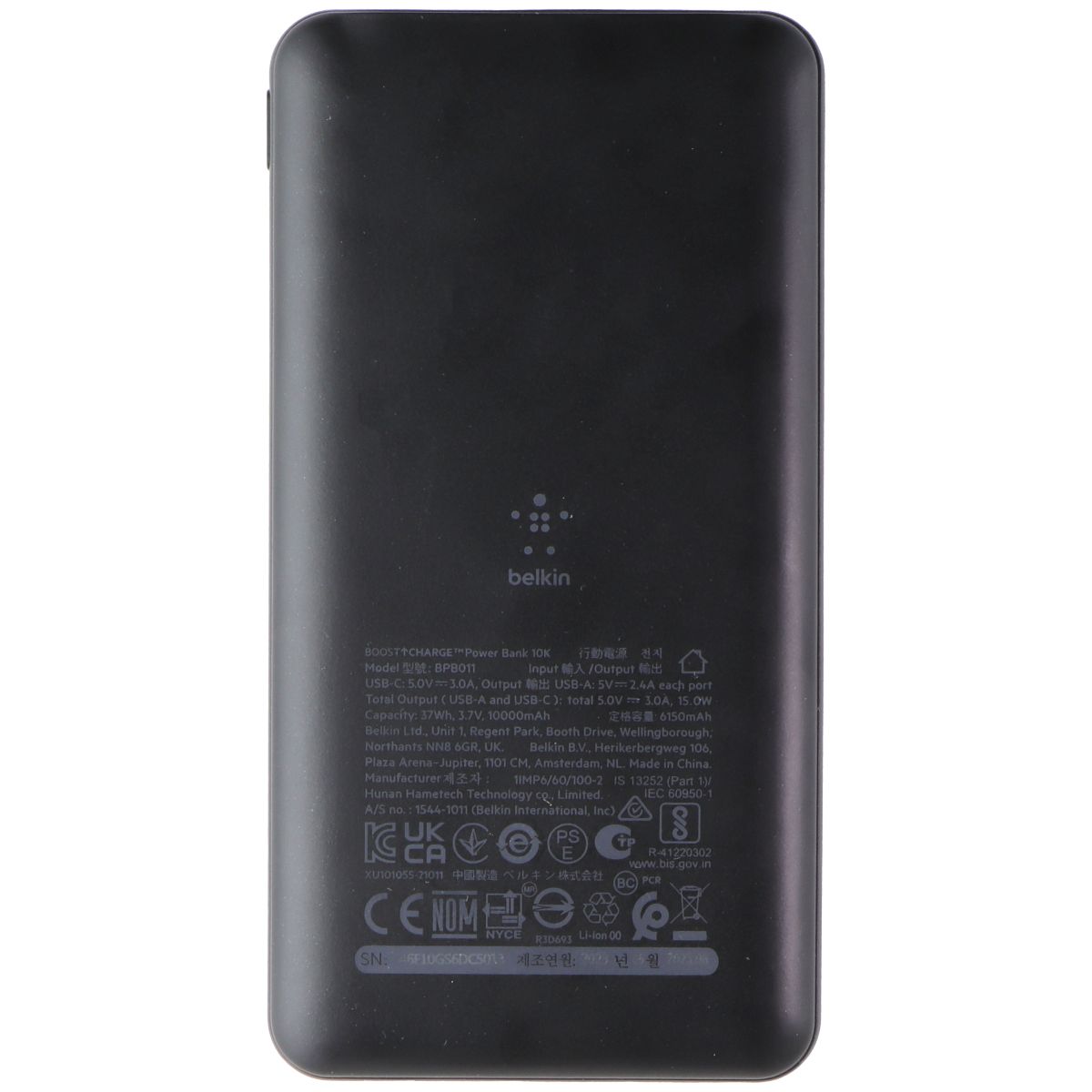 Belkin BoostCharge Power Bank (10K mAh) with USB-A/USB-C Ports - Black (BPB011) Cell Phone - Chargers & Cradles Belkin    - Simple Cell Bulk Wholesale Pricing - USA Seller