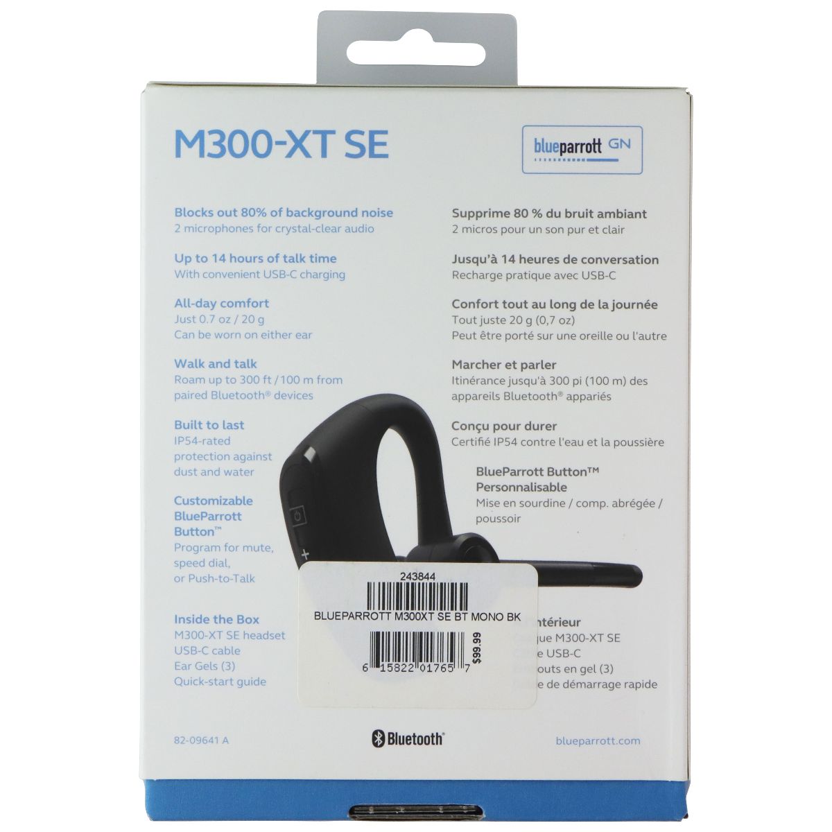 BlueParrott M300-XT SE Ultra-Light Noise Cancelling Bluetooth Headset - Black Cell Phone - Headsets BlueParrott - Simple Cell Bulk Wholesale Pricing - USA Seller
