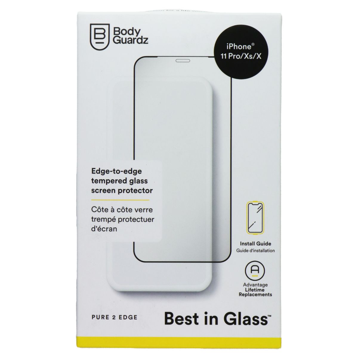 BodyGaurdz Pure 2 Edge Screen Protector for Apple iPhone 11 Pro/Xs/X Cell Phone - Screen Protectors BODYGUARDZ - Simple Cell Bulk Wholesale Pricing - USA Seller