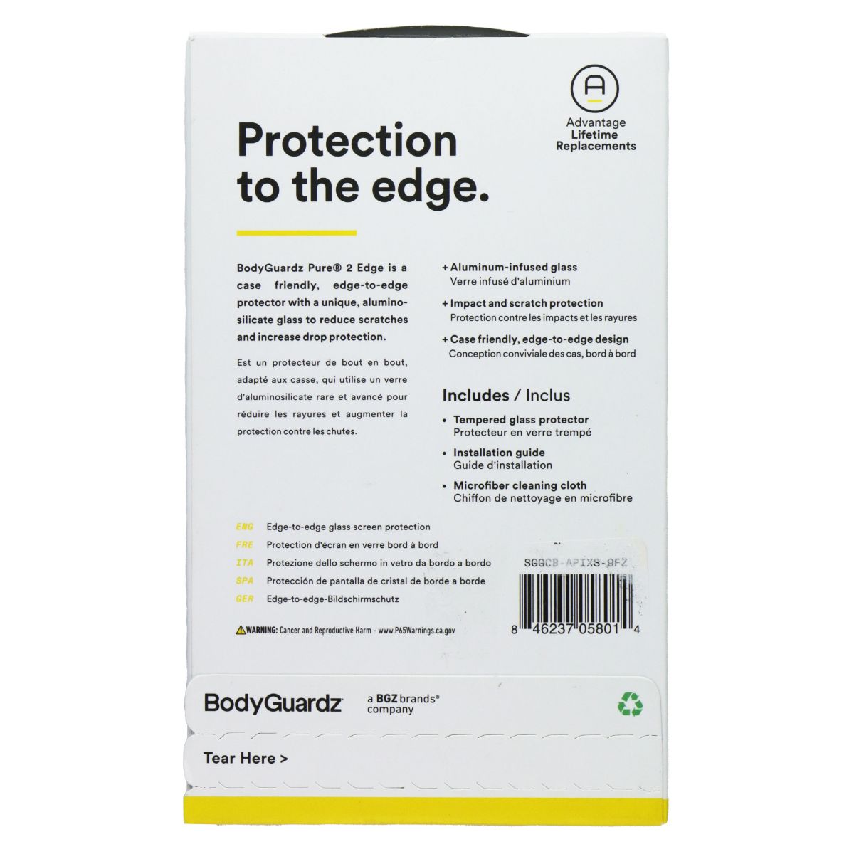 BodyGaurdz Pure 2 Edge Screen Protector for Apple iPhone 11 Pro/Xs/X Cell Phone - Screen Protectors BODYGUARDZ - Simple Cell Bulk Wholesale Pricing - USA Seller