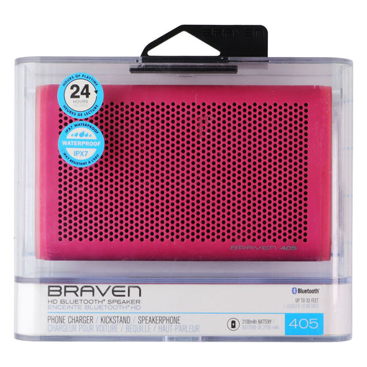 Braven 405 Waterproof Portable BT Speaker w/ Power bank 2100 mAh - Raspberry iPod, Audio Player Accessories - Audio Docks & Mini Speakers Braven - Simple Cell Bulk Wholesale Pricing - USA Seller