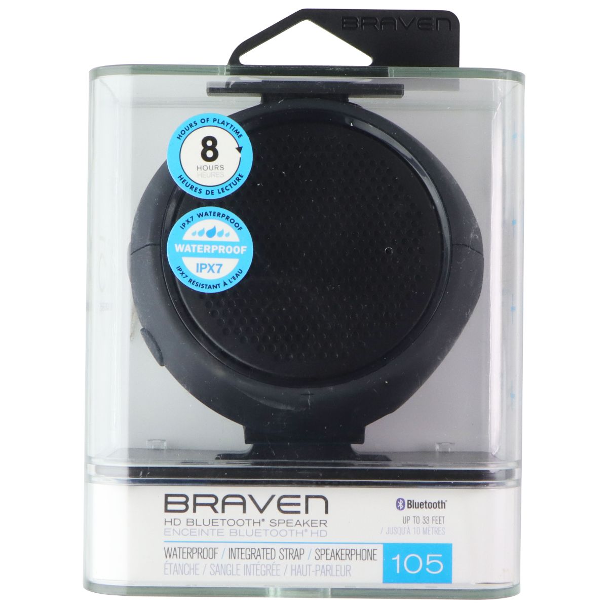 Braven 105 Wireless Portable Waterproof Bluetooth Speaker w/ Action Mount -Black