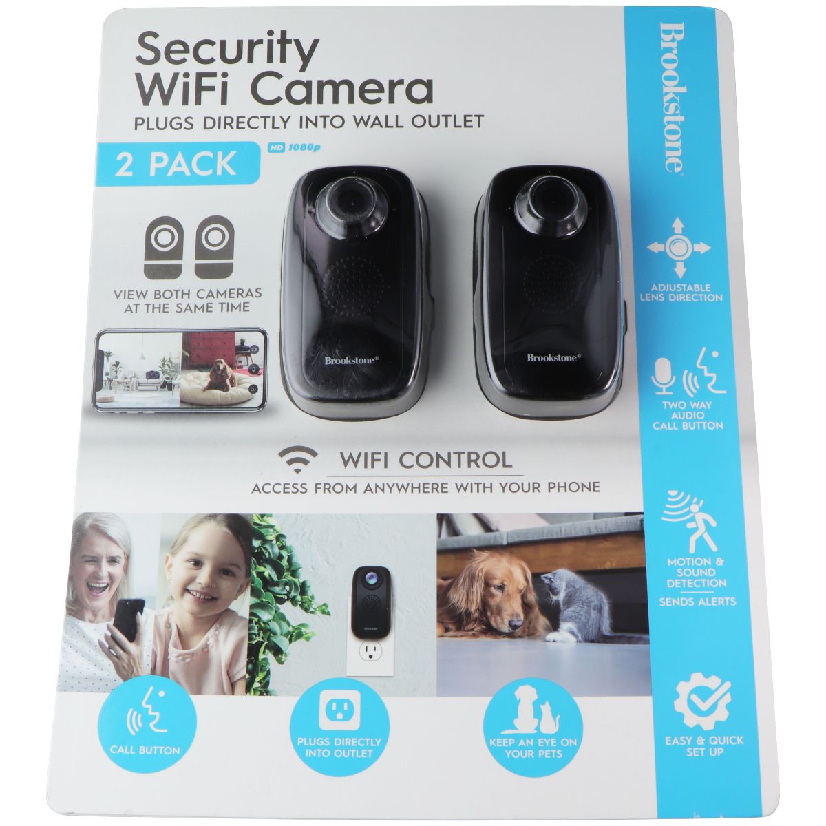 Brookstone Security WiFi Camera - 2 Pack - Black Home Surveillance - Security Cameras Brookstone    - Simple Cell Bulk Wholesale Pricing - USA Seller