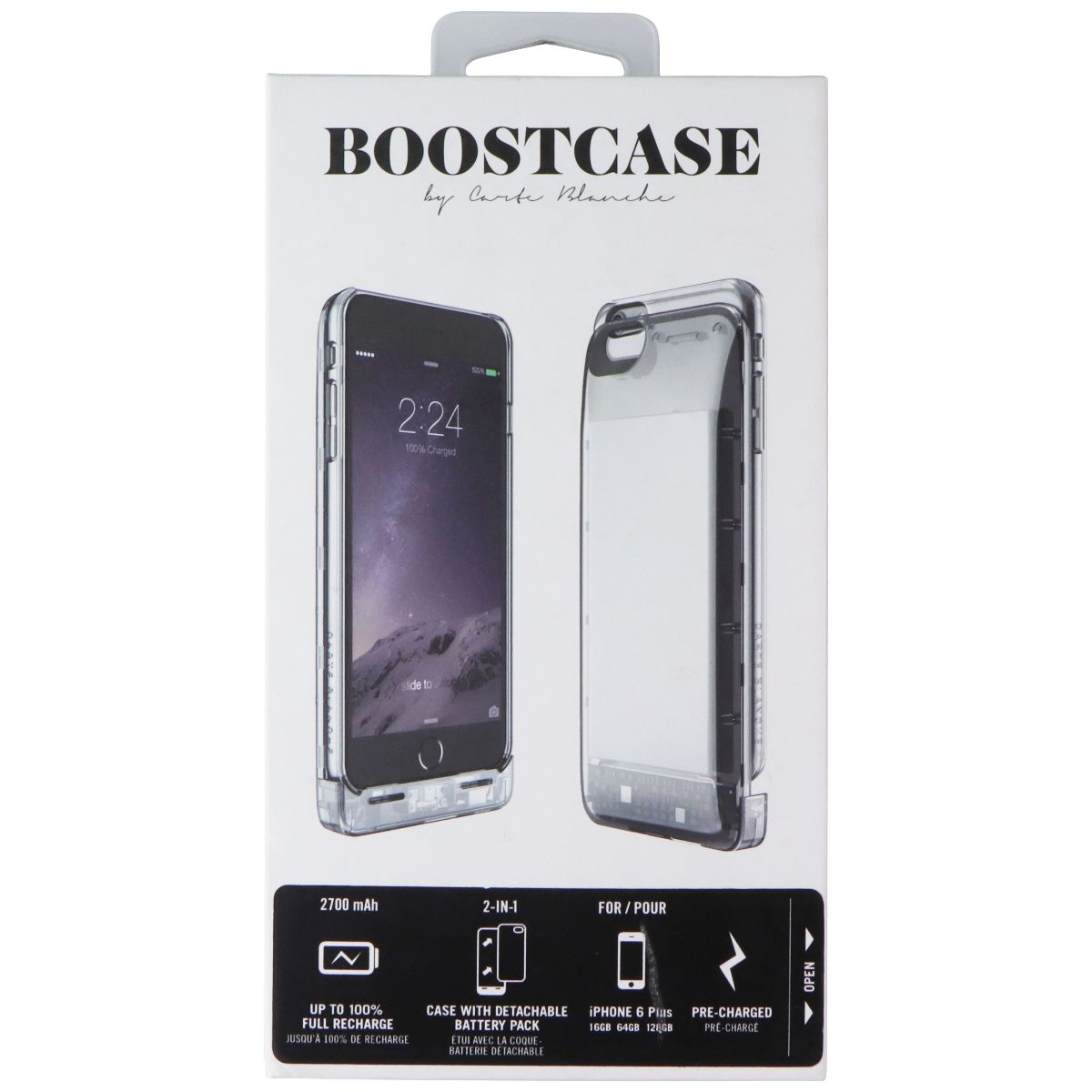 BoostCase X Carte Blanche Power Case for Apple iPhone 6 Plus - Clear/Silver Cell Phone - Cases, Covers & Skins Carte Blanche - Simple Cell Bulk Wholesale Pricing - USA Seller