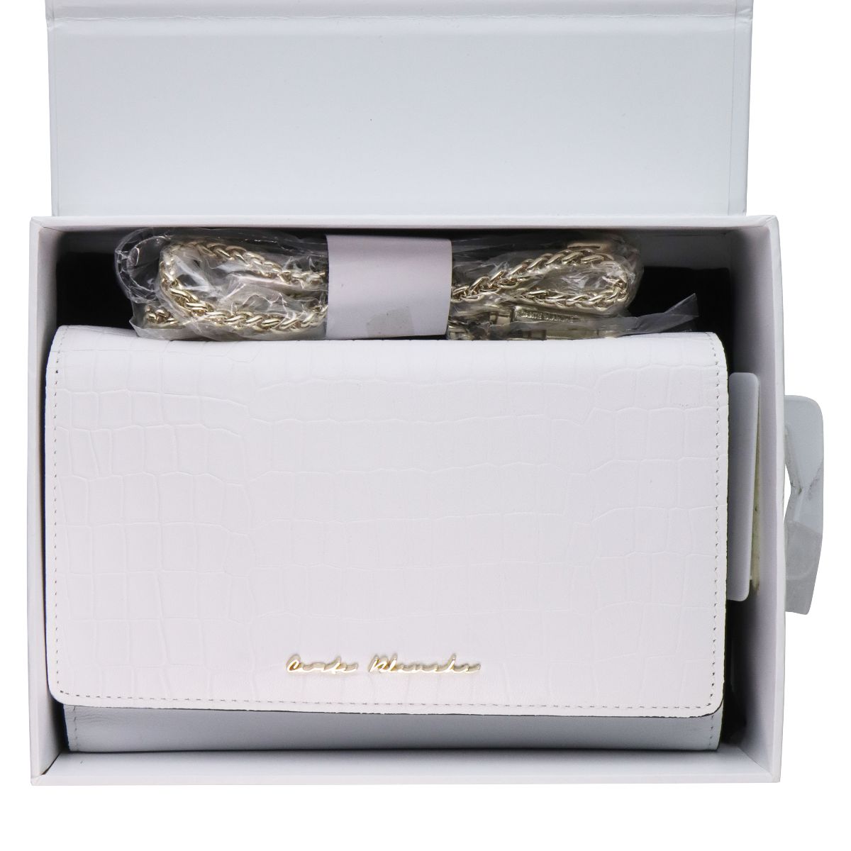 Carte Blanche Pochette Croc Embossed Crossbody + Case for Apple iPhone 6 - White