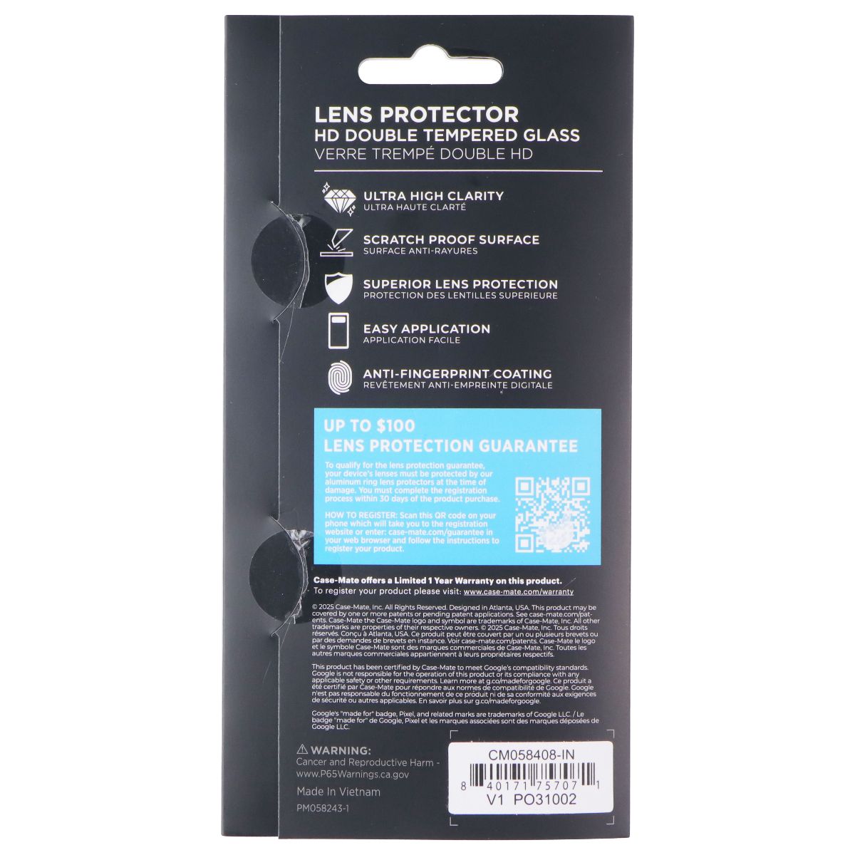 Case-Mate Double Tempered Glass Lens Protector for Google Pixel 10 Pro XL Cell Phone - Screen Protectors Case-Mate - Simple Cell Bulk Wholesale Pricing - USA Seller