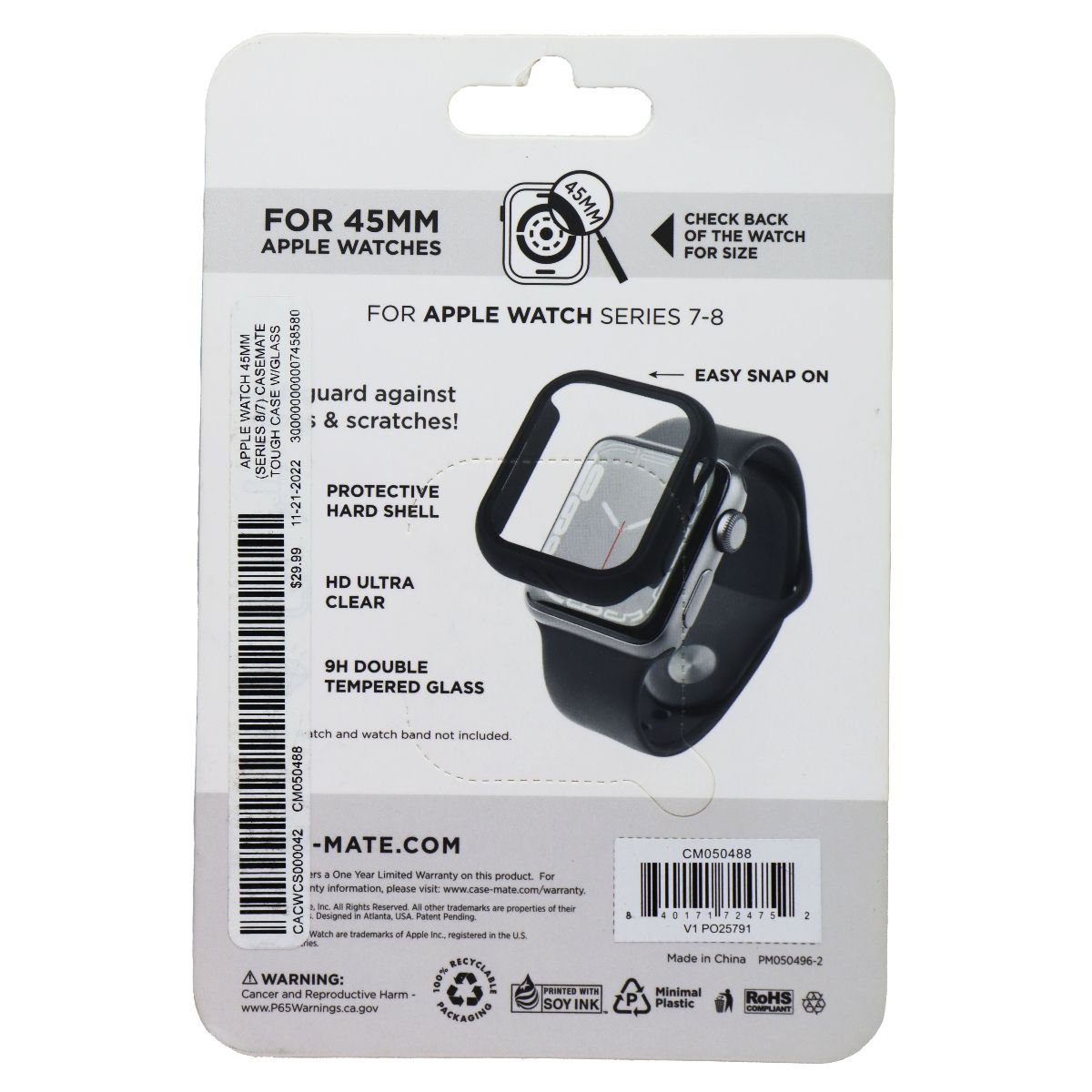 Case-Mate Tough Watch Case for Apple Watch 7/8 (45MM) - Black