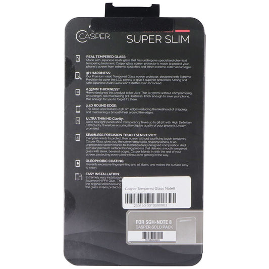Casper Premium Ultra Thin 9H Tempered Glass for Samsung Galaxy Note 8 Cell Phone - Screen Protectors Casper - Simple Cell Bulk Wholesale Pricing - USA Seller