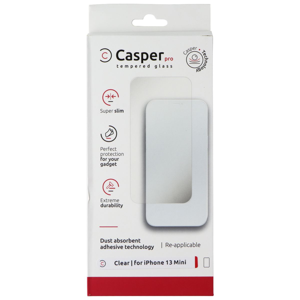 Casper Pro Tempered Glass for Apple iPhone 13 Mini - Clear Cell Phone - Screen Protectors Casper    - Simple Cell Bulk Wholesale Pricing - USA Seller