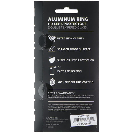 Case-Mate Aluminum Ring HD Lens Protectors for Apple iPhone 15/15 Plus - Twinkle Cell Phone - Screen Protectors Case-Mate - Simple Cell Bulk Wholesale Pricing - USA Seller