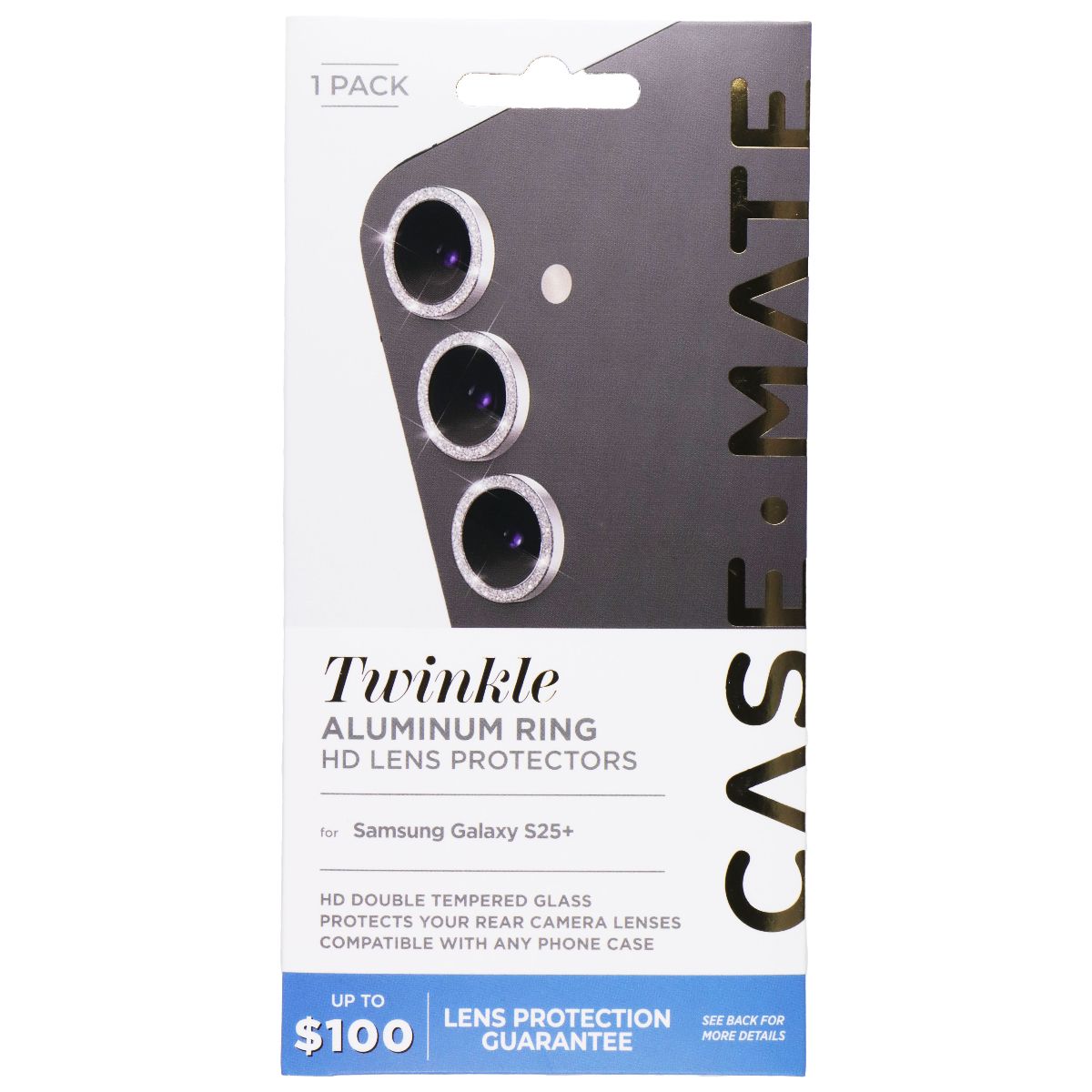 Case-Mate Twinkle Aluminum Ring HD Camera Protector for Galaxy (S25+) Cell Phone - Screen Protectors Case-Mate - Simple Cell Bulk Wholesale Pricing - USA Seller