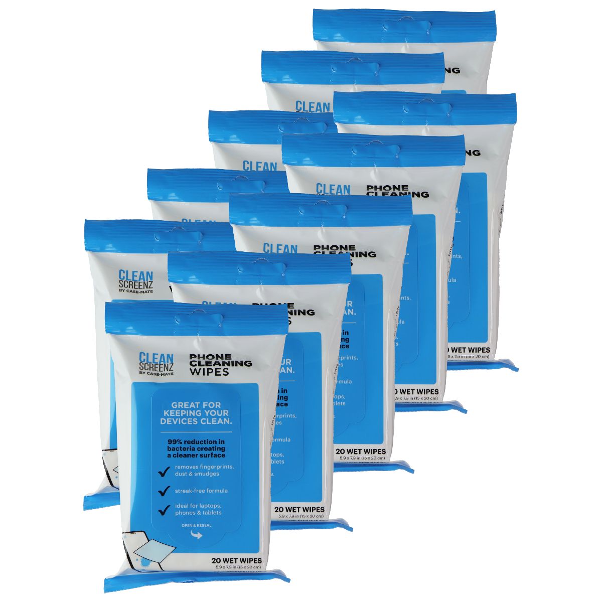 Case-Mate Clean Screenz Phone Cleaning Wipes - 10 Packs of 20 Wipes Cell Phone - Other Accessories Case-Mate - Simple Cell Bulk Wholesale Pricing - USA Seller