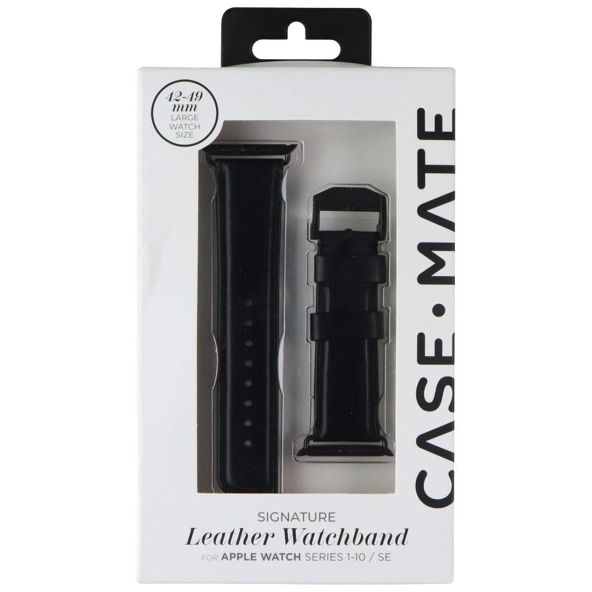 Case-Mate Watch Band for Apple Watch Series 1-10/SE (42mm-49mm) - Black Leather Smart Watch Accessories - Watch Bands Case-Mate - Simple Cell Bulk Wholesale Pricing - USA Seller