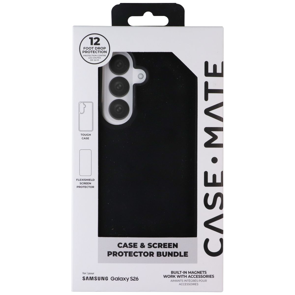 Case-Mate Tough Case/Screen Protector Bundle Pack for Samsung Galaxy S26 - Black