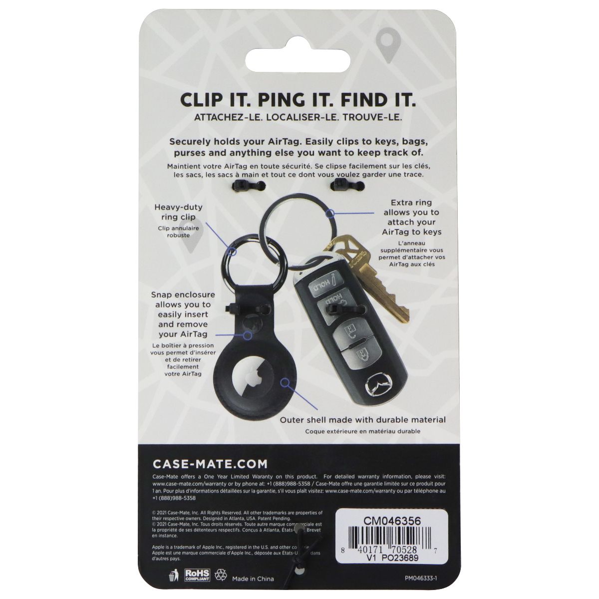 Case-Mate Clip Ring Keychain Case for Apple AirTag (CM046356) - Gold