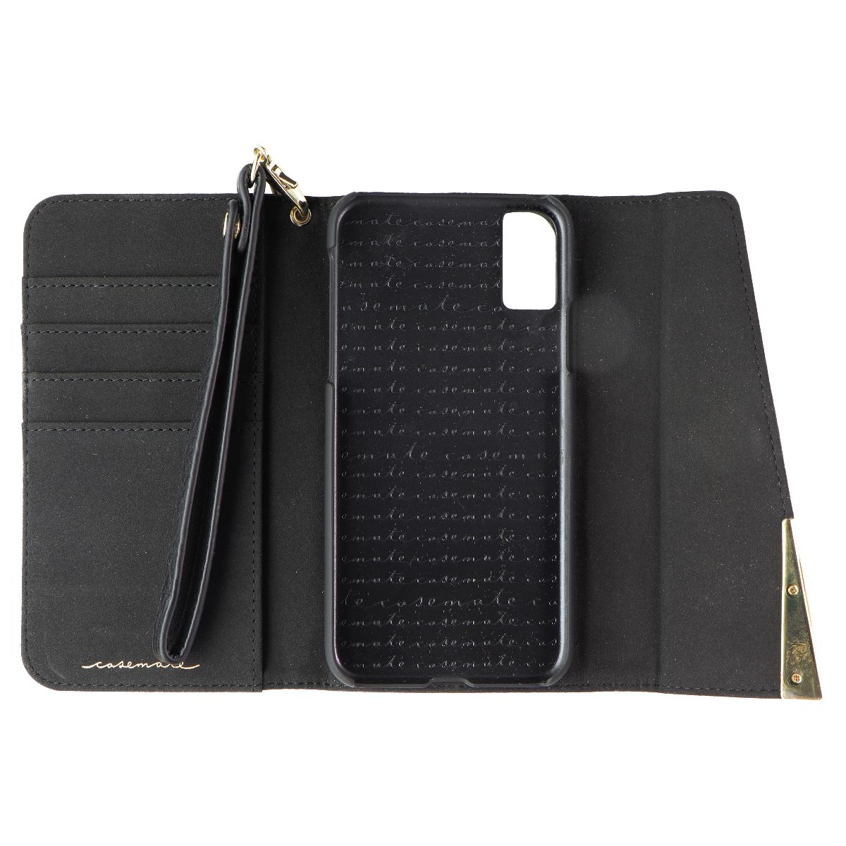 Case-Mate Folio Wristlet Wallet Case for Apple iPhone X 10 - Black Leather/Gold Cell Phone - Cases, Covers & Skins Case-Mate - Simple Cell Bulk Wholesale Pricing - USA Seller