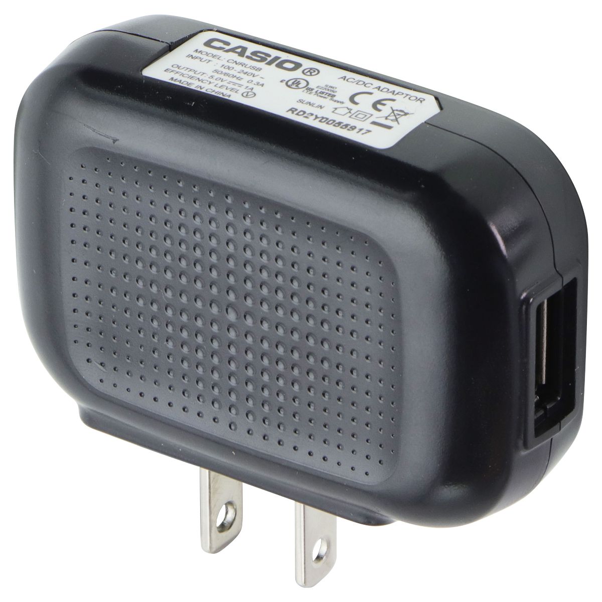 Casio (CNRUSB) (5-Volt/1-Amp) Single USB Wall Charger Travel Adapter - Black Cell Phone - Cables & Adapters Casio - Simple Cell Bulk Wholesale Pricing - USA Seller