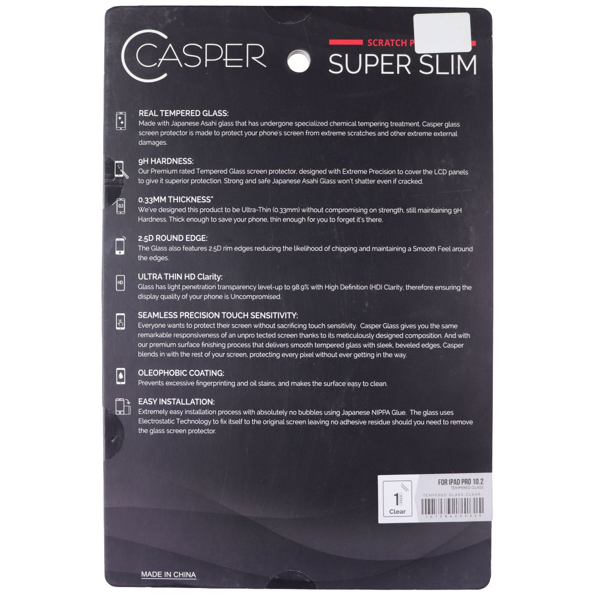 Casper Premium Tempered Glass Screen Protector for Apple iPad Pro (10.2-inch) iPad/Tablet Accessories - Screen Protectors Casper - Simple Cell Bulk Wholesale Pricing - USA Seller