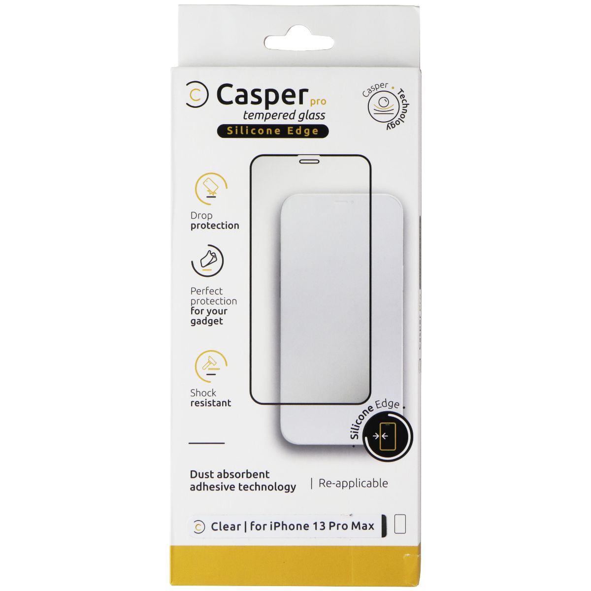 Casper Pro Tempered Glass with Silicone Edge for Apple iPhone 13 Pro Max Cell Phone - Screen Protectors Casper - Simple Cell Bulk Wholesale Pricing - USA Seller