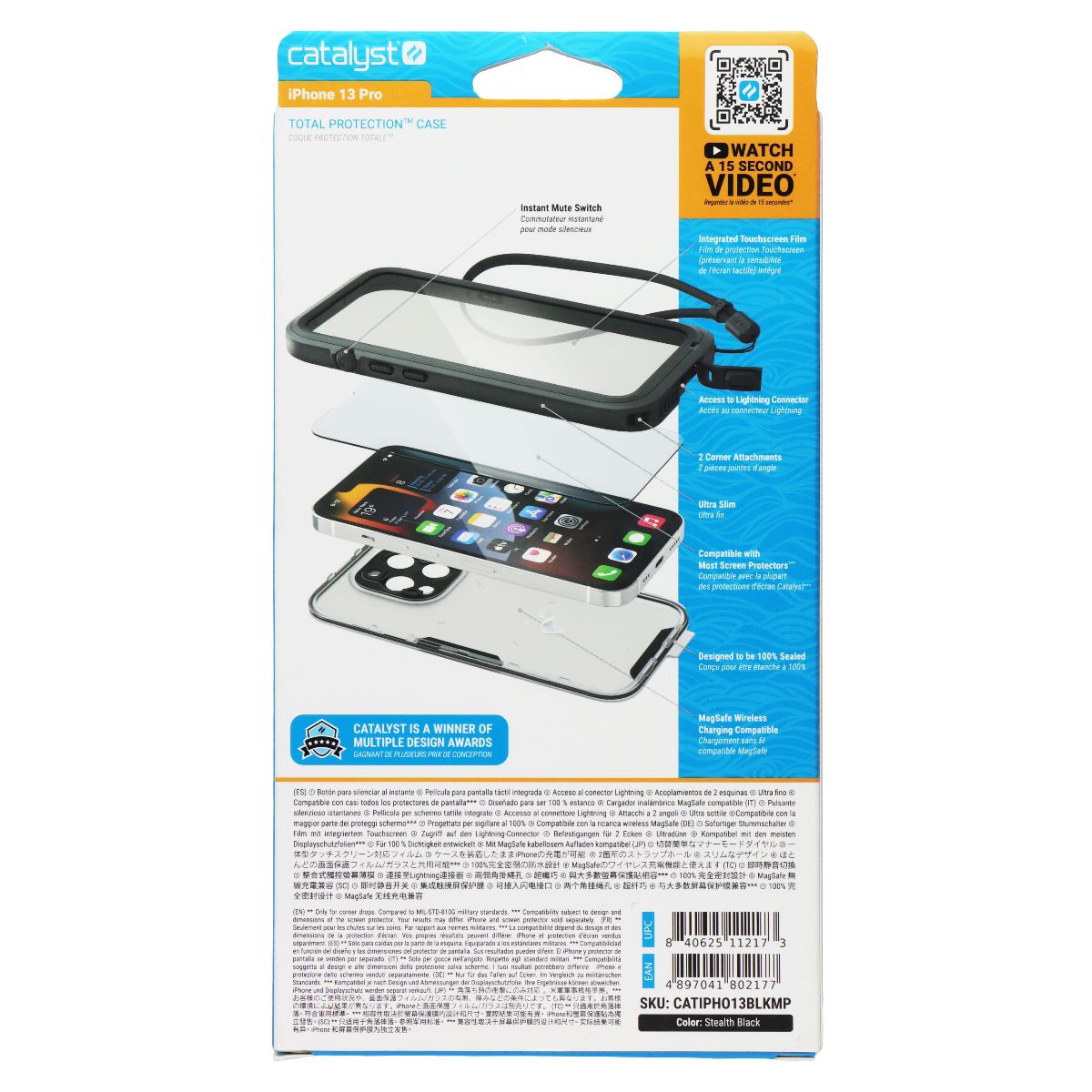 Catalyst Total Protection Waterproof Case for iPhone 13 Pro - Black Cell Phone - Cases, Covers & Skins Catalyst - Simple Cell Bulk Wholesale Pricing - USA Seller