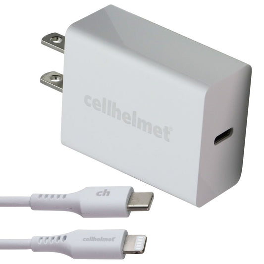 CellHelmet 20W PD Wall Charger and (3-Ft) 8-Pin Lightning to USB-C Cable - White Cell Phone - Chargers & Cradles CellHelmet - Simple Cell Bulk Wholesale Pricing - USA Seller