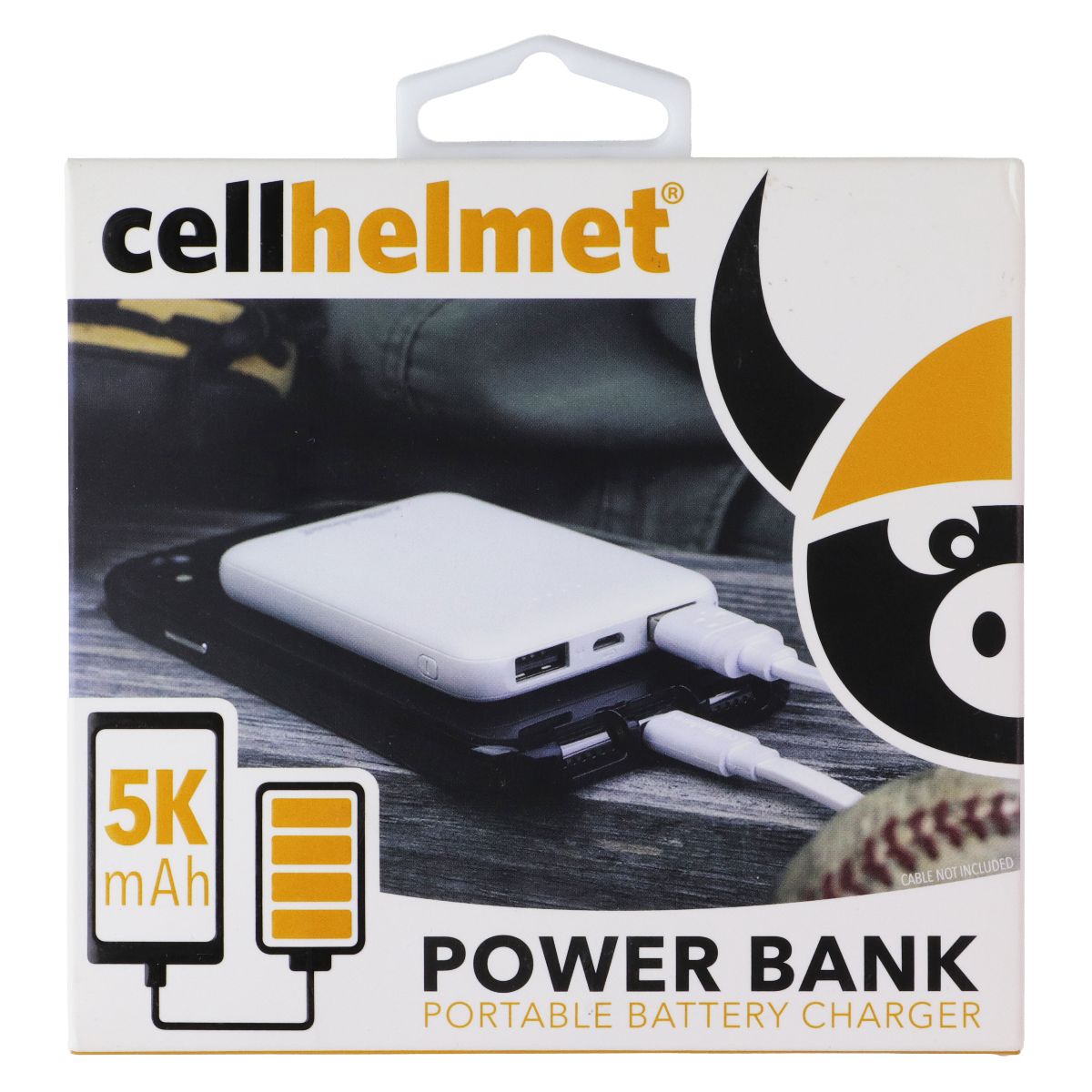 CellHelmet 5K mAh 2 USB Port Portable Battery Charger Power Bank - White