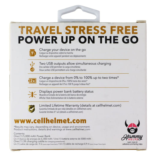 CellHelmet 5K mAh 2 USB Port Portable Battery Charger Power Bank - White Cell Phone - Chargers & Cradles CellHelmet - Simple Cell Bulk Wholesale Pricing - USA Seller